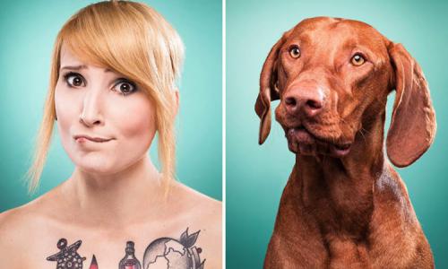 Photo of dog owners who repeat their facial expressions for their pets