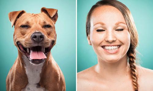 Photo of dog owners who repeat their facial expressions for their pets